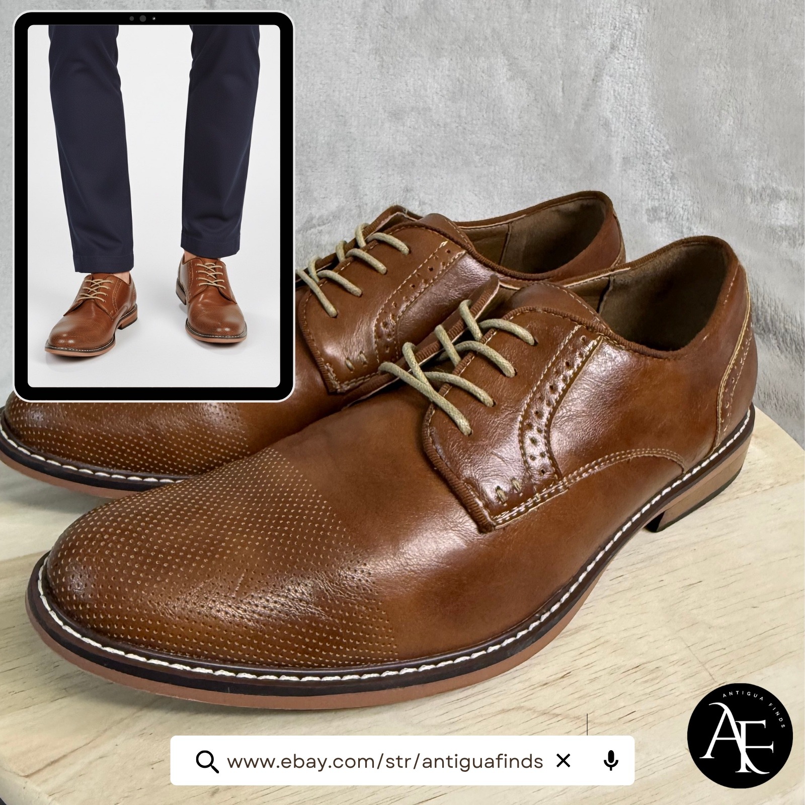 Madden Mens Tan Brown Perforated Cap Toe Derby Dress Shoes Size 11 Us 44 Eur
